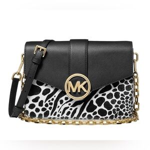 Michael Kors Carmen Medium Animal Print Calf Hair Convertible Shoulder Bag